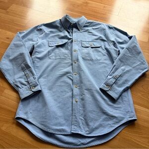 Lands’ End light blue 100% cotton longsleeve double chest pocket size large tall
